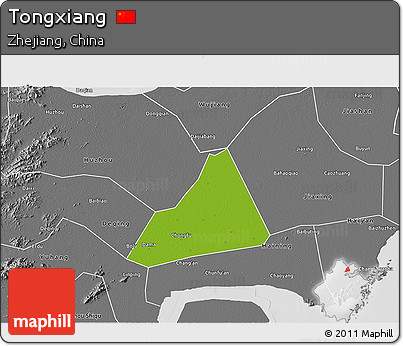 Physical 3D Map of Tongxiang, desaturated