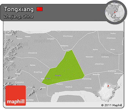 Physical 3D Map of Tongxiang, lighten, desaturated