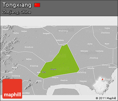Physical 3D Map of Tongxiang, lighten, desaturated