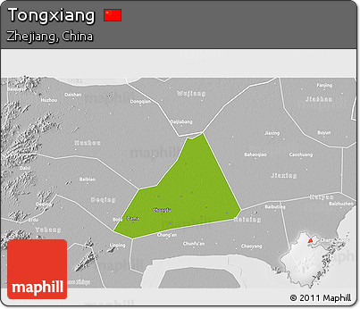 Physical 3D Map of Tongxiang, lighten, desaturated