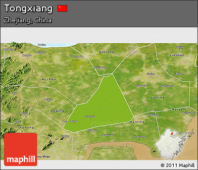 Physical 3D Map of Tongxiang, satellite outside