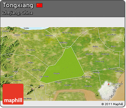 Physical 3D Map of Tongxiang, satellite outside