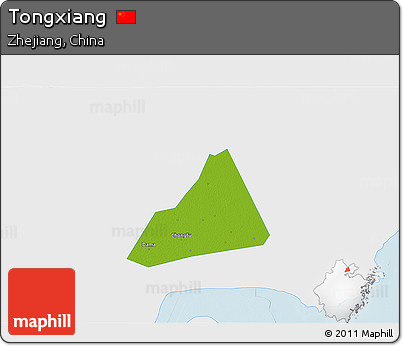 Physical 3D Map of Tongxiang, single color outside