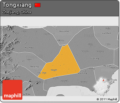 Political 3D Map of Tongxiang, desaturated