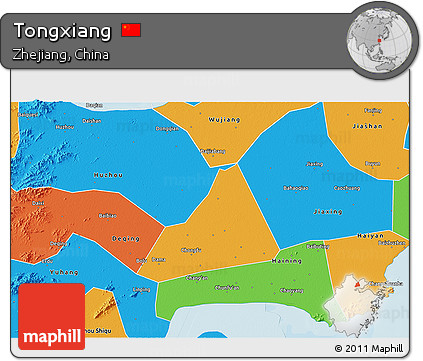 Political 3D Map of Tongxiang