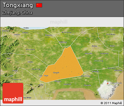 Political 3D Map of Tongxiang, satellite outside