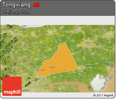 Political 3D Map of Tongxiang, satellite outside