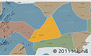 Political 3D Map of Tongxiang, semi-desaturated
