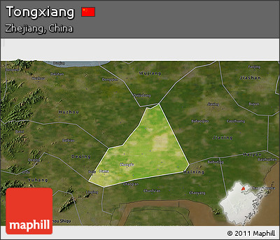 Satellite 3D Map of Tongxiang, darken