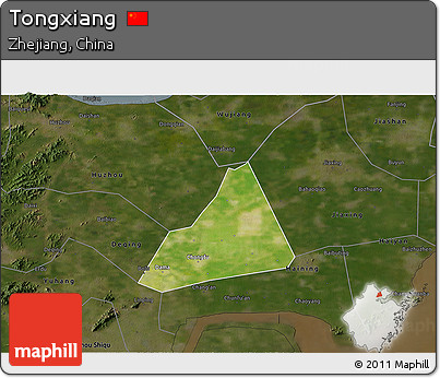 Satellite 3D Map of Tongxiang, darken