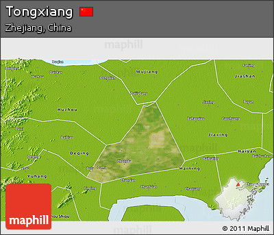 Satellite 3D Map of Tongxiang, physical outside