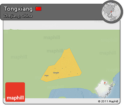 Savanna Style 3D Map of Tongxiang, single color outside