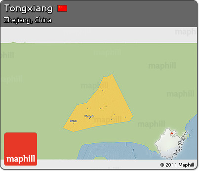Savanna Style 3D Map of Tongxiang, single color outside