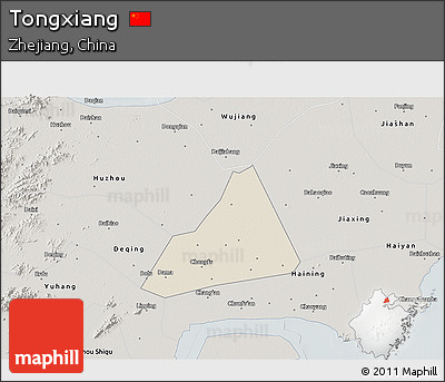Shaded Relief 3D Map of Tongxiang, semi-desaturated