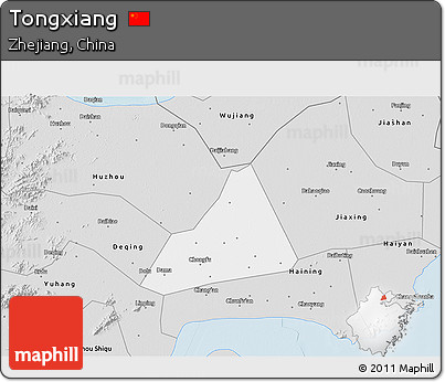 Silver Style 3D Map of Tongxiang