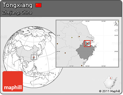 Blank Location Map of Tongxiang, highlighted country, highlighted parent region