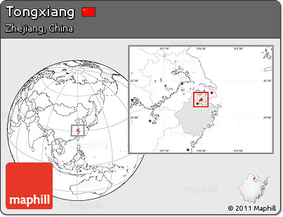 Blank Location Map of Tongxiang, highlighted parent region