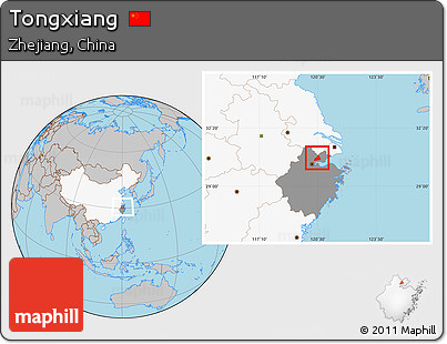 Gray Location Map of Tongxiang, highlighted country, highlighted parent region