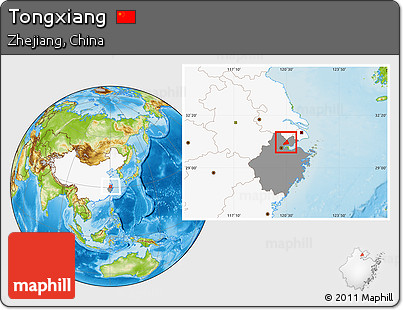 Physical Location Map of Tongxiang, highlighted country, highlighted parent region