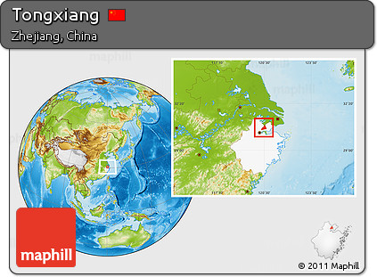 Physical Location Map of Tongxiang, highlighted parent region