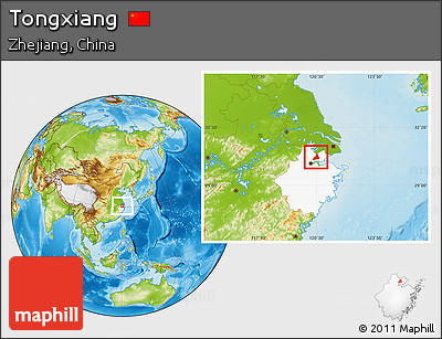 Physical Location Map of Tongxiang, highlighted parent region