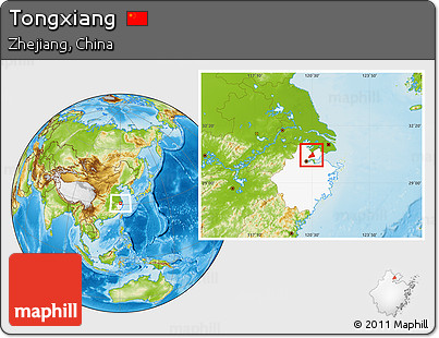 Physical Location Map of Tongxiang, highlighted parent region
