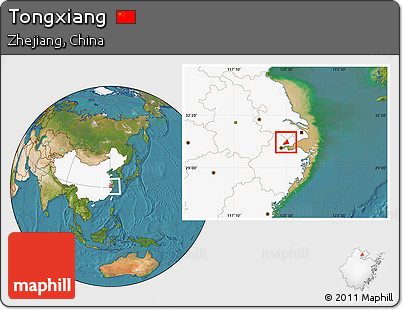 Satellite Location Map of Tongxiang, highlighted country