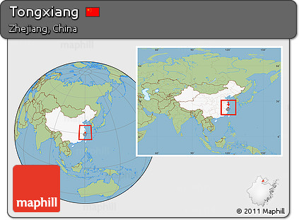 Savanna Style Location Map of Tongxiang, highlighted country, highlighted parent region, within the entire country