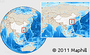 Shaded Relief Location Map of Tongxiang, highlighted country, highlighted parent region, within the entire country