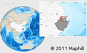 Shaded Relief Location Map of Tongxiang, highlighted country, highlighted parent region