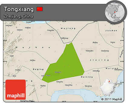 Physical Map of Tongxiang, shaded relief outside