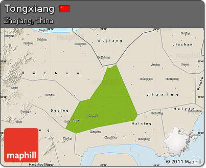 Physical Map of Tongxiang, shaded relief outside