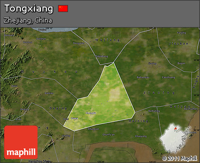 Satellite Map of Tongxiang, darken