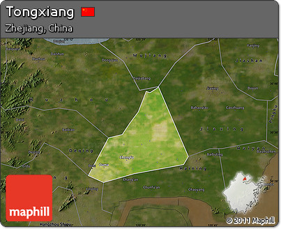 Satellite Map of Tongxiang, darken