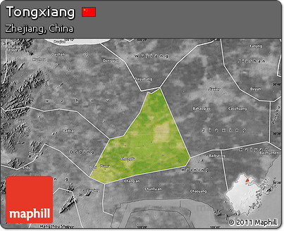 Satellite Map of Tongxiang, desaturated