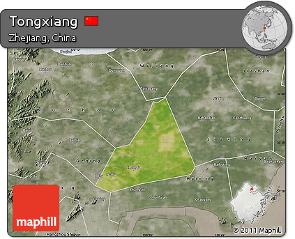 Satellite Map of Tongxiang, semi-desaturated