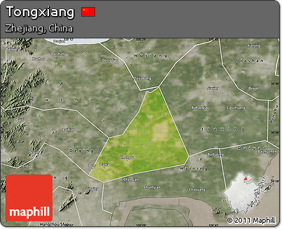 Satellite Map of Tongxiang, semi-desaturated