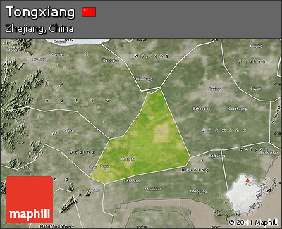 Satellite Map of Tongxiang, semi-desaturated