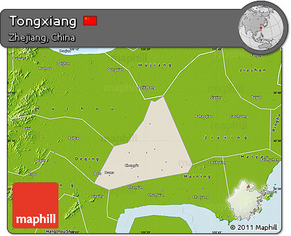 Shaded Relief Map of Tongxiang, physical outside
