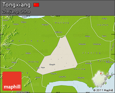 Shaded Relief Map of Tongxiang, physical outside