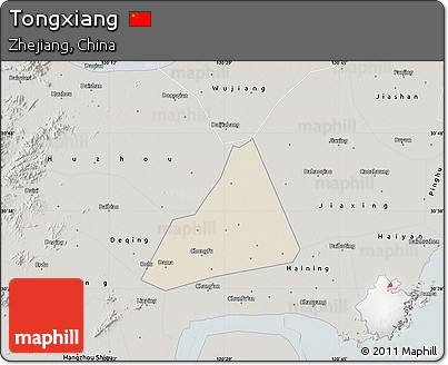 Shaded Relief Map of Tongxiang, semi-desaturated