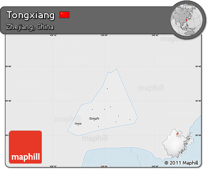 Silver Style Map of Tongxiang, single color outside