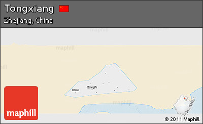 Classic Style Panoramic Map of Tongxiang, single color outside