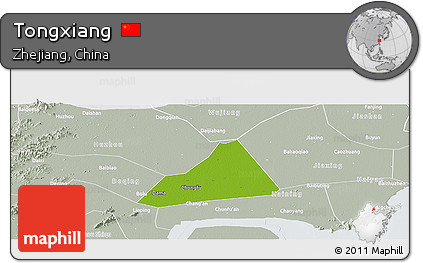 Physical Panoramic Map of Tongxiang, lighten, semi-desaturated
