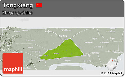 Physical Panoramic Map of Tongxiang, lighten, semi-desaturated