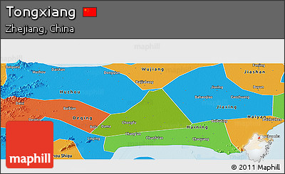 Physical Panoramic Map of Tongxiang, political outside