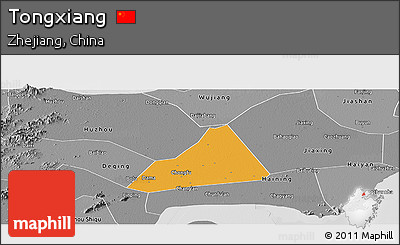 Political Panoramic Map of Tongxiang, desaturated