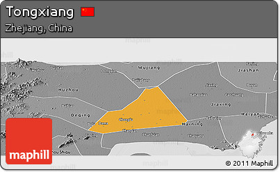 Political Panoramic Map of Tongxiang, desaturated