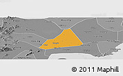 Political Panoramic Map of Tongxiang, desaturated