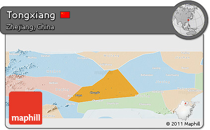 Political Panoramic Map of Tongxiang, lighten